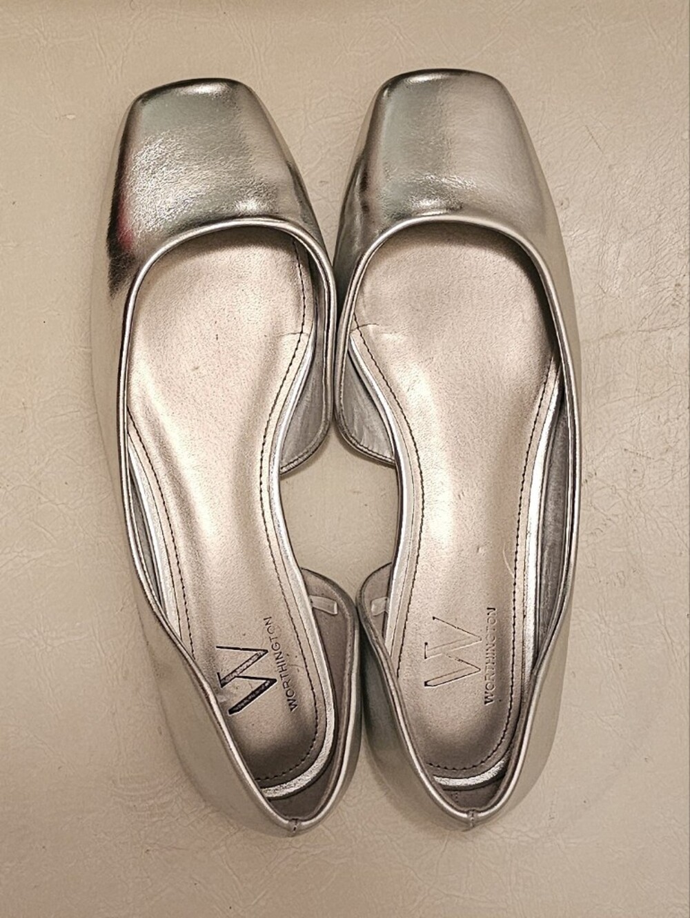 Worthington Silver Women's Sz 7.5 M D'Orsay Ballet Holiday Metallic EUC Shoes